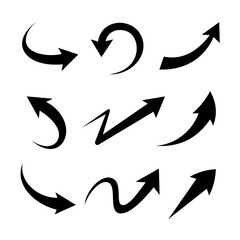 Fototapeta Set of black arrows on a white background vector illustration. Arrow with various direction. obraz