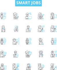 Smart jobs vector line icons set. Smartwork, High-tech, Automation, AI, Robotics, Innovative, IT illustration outline concept symbols and signs