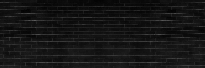 Grunge black brick wall background. Panorama view vector illustrator