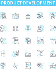 Product development vector line icons set. Product, Development, Plan, Research, Design, Creation, Innovation illustration outline concept symbols and signs