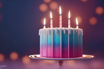 Birthday Cake With Candles AI Generated
