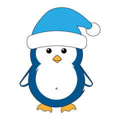 Simple illustration of cute winter penguin for Christmas holiday
