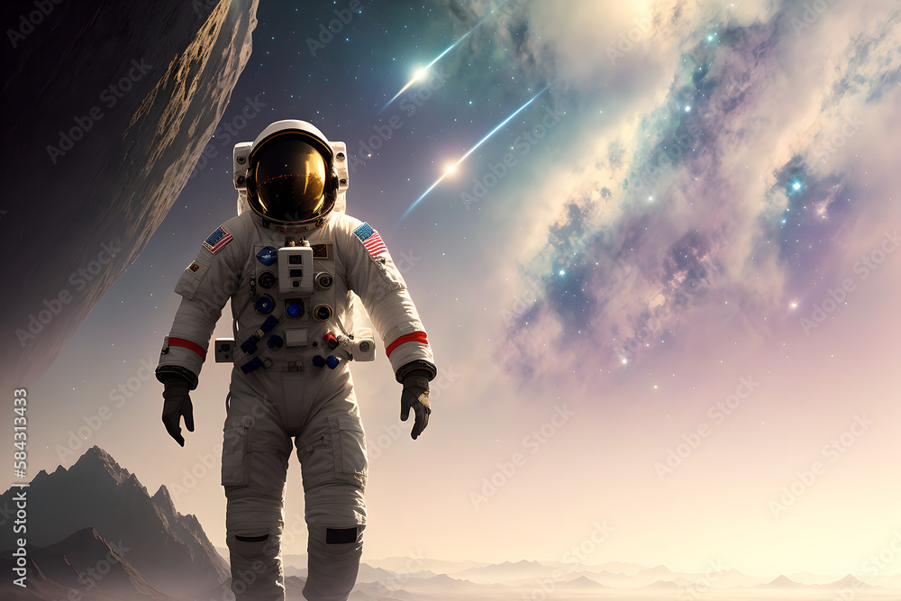 Wall mural astronaut in deep space concept. generative ai