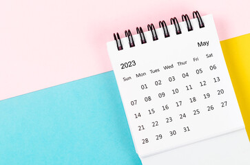 The May 2023 Monthly desk calendar for 2023 year on beautiful background.