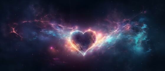Obraz na płótnie Canvas Heart galaxy, heart shape. Generative AI
