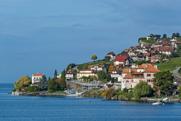 Village dans les vignobles du Lavaux en Suisse 