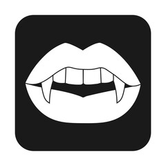 Simple illustration of sexy woman lips with vampire fangs