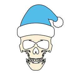 Simple illustration of skull of Santa Claus with Christmas hat icon