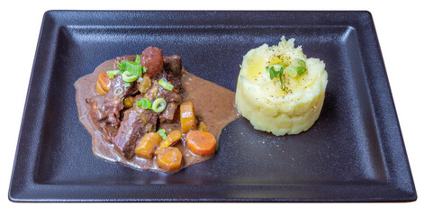 Boeuf bourguignon pur&eacute;e de pomme de terre