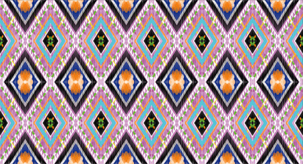Geometric ethnic oriental ikat pattern traditional Design for background,carpet,wallpaper,clothing,wrapping,Batik,fabric,Vector illustration.embroidery style.