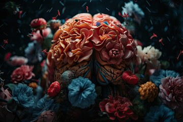 Obraz na płótnie Canvas flowers and brain. Generative AI.