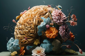 Obraz na płótnie Canvas flowers in the brain. Generative AI.