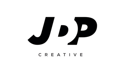 JDP letters negative space logo design. creative typography monogram vector	