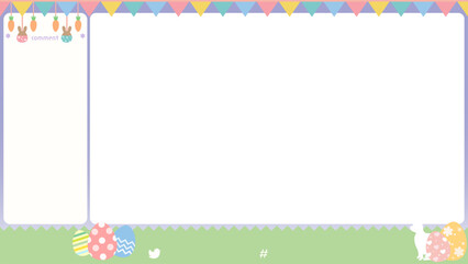 かわいいイースターの配信用オーバーレイ　ゲーム配信画面：紫