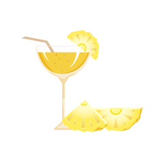 Fototapeta Tropical cocktail with pineapple pieces obraz