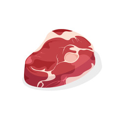 Uncooked fresh meat steak. Meats cut. Beef tenderloin. Pork chop. Vector illustration in trendy flat style isolated on white background.	