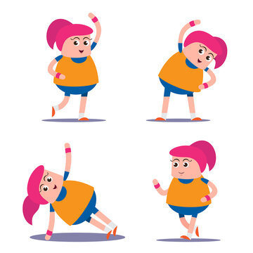 emotion cute vector, illustration flat element cartoon character woman exercise in yoga style ,wear sport clothing . image of fitness, Concept of healthy lifestyle.