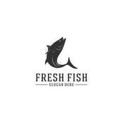 fresh fish logo with melon fresh fish illustration