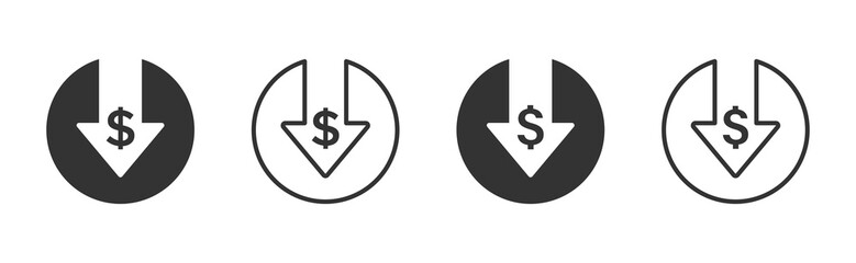Cost reduction flat vector icons