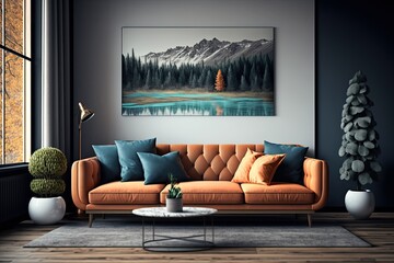 Comfortable sofa in modern living room