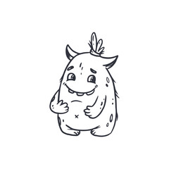 Cute cartoon monster on white background.Icon monster.Alien.Coloring.Doodle.