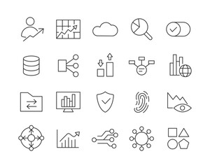 Big Data Icons - Vector Line. Editable Stroke.