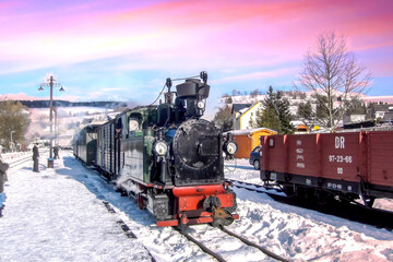 Fichtelbergbahn, Erzgebirge, Sachsen, Deutschland 