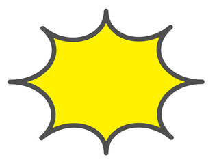 トゲトゲのフキダシ　黄色・グレー枠線