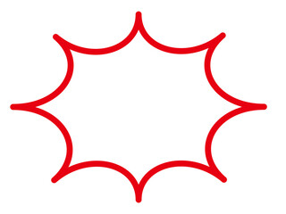 ギザギザの赤枠中抜きフキダシ