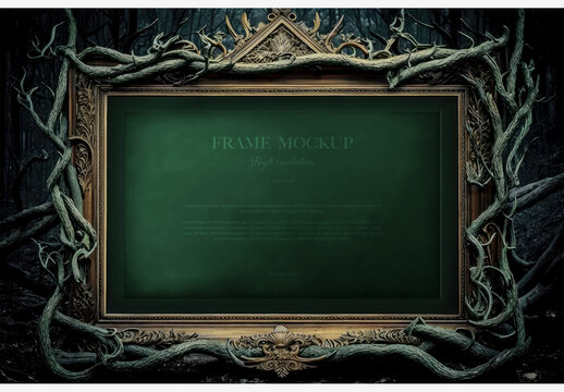 Retro Website Frame Mockup With Weeds Generative AI