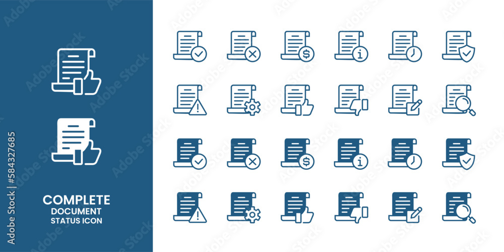 Aufkleber Set of document paper contract status icon collection business approval process symbol illustration vector design