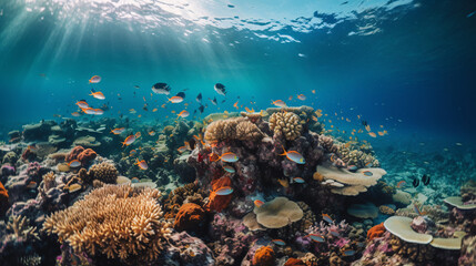 Naklejka na ściany i meble coral reef with fishes generative ai