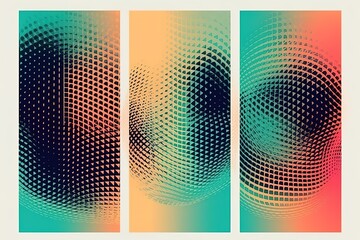Abstract halftone white background set in three colors, Generative AI