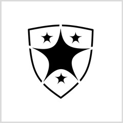 Shield star icon black color. Vector Illustration for Icon, Symbol, Logo etc