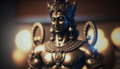 Majestic Portrait of Vishnu, the God of Protection and Preservation