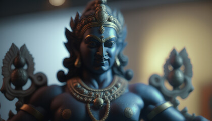 Fototapeta premium Majestic Portrait of Vishnu, the God of Protection and Preservation