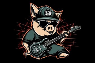 Pig Rock And Roll Performer Design Generative AI