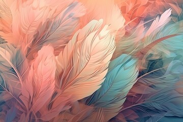 Pastel colour feather abstract background, Generative AI
