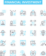 Financial investment vector line icons set. Investment, Finance, Financial, Markets, Banking, Stocks, Assets illustration outline concept symbols and signs
