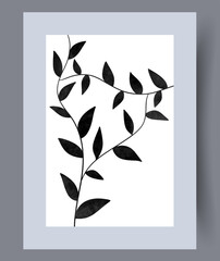 Still life twigs curly tree wall art print. Printable minimal abstract twigs poster. Wall artwork for interior design. Contemporary decorative background with tree.