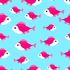 Seamless pattern colorful fish coral stones vector illustration