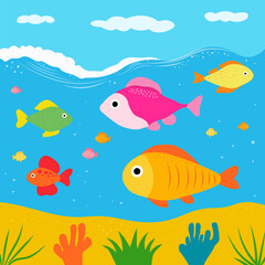 Underwater world background vector illustration