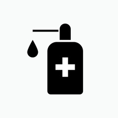 Use Sanitizer Icon. Direction for Sterilizing Human Body. Sign and Illustration of Prevention of Viruses.   