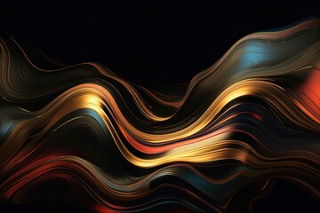 Metallic abstract wavy liquid background layout design tech innovation, Generative AI