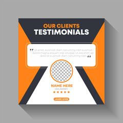 Customer feedback testimonial creative Instagram Post and social media banner design or square flyer template	
