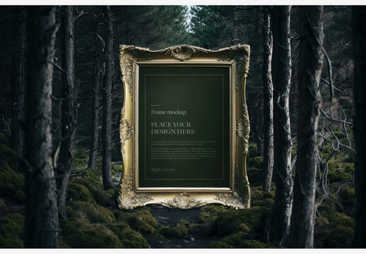 Detailed Wizard Frame Mockup in the Forest Generative AI