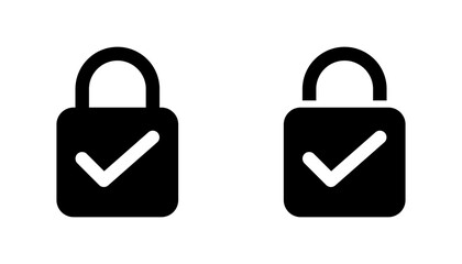 Check Mark Padlock flat Icon Vector set