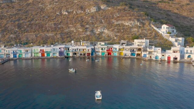 Famous fishing village in Greece. Klima with the colorful doors.