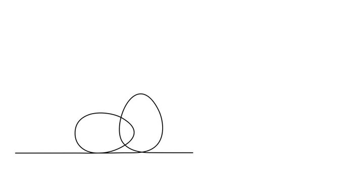 Easter eggs one line animation, hand drawn continuous contour motion, art drawing  video.Christian paschal holiday design, festive decoration,simple design.4k movie
