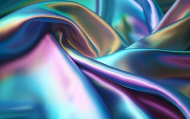 Naklejka premium Holographic silk iridescent texture, Generative AI